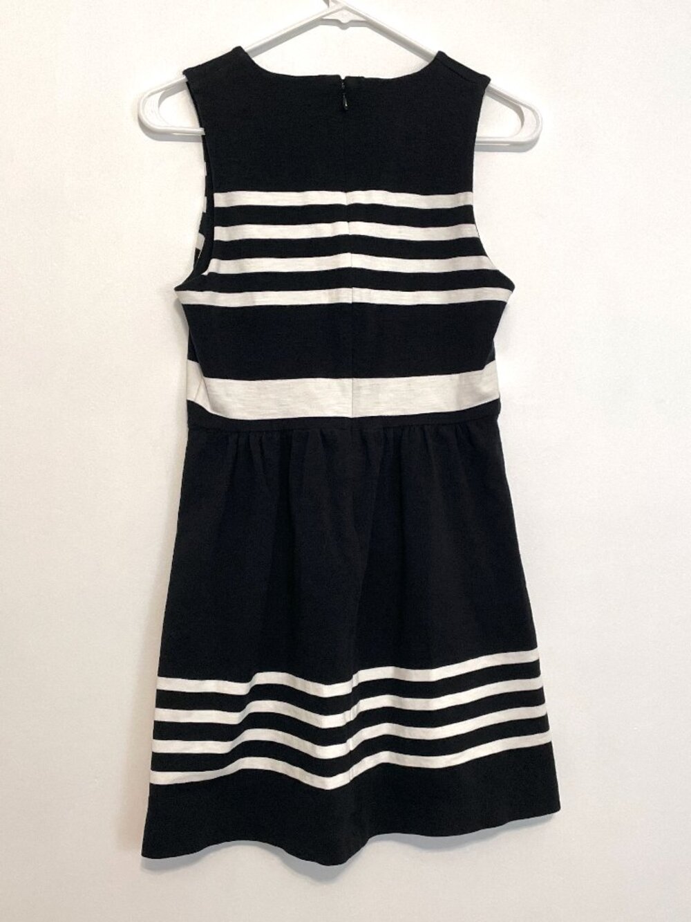 J. CREW Factory Striped Daybreak Dress Black White Sleeveless Mini Fit & Flare - Picture 13 of 16